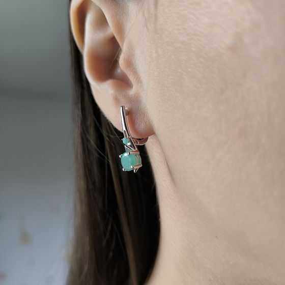Серебряные серьги с изумрудом 1.632ct