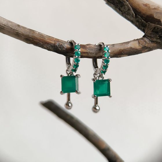 Серебряные серьги с агатом 2.335ct