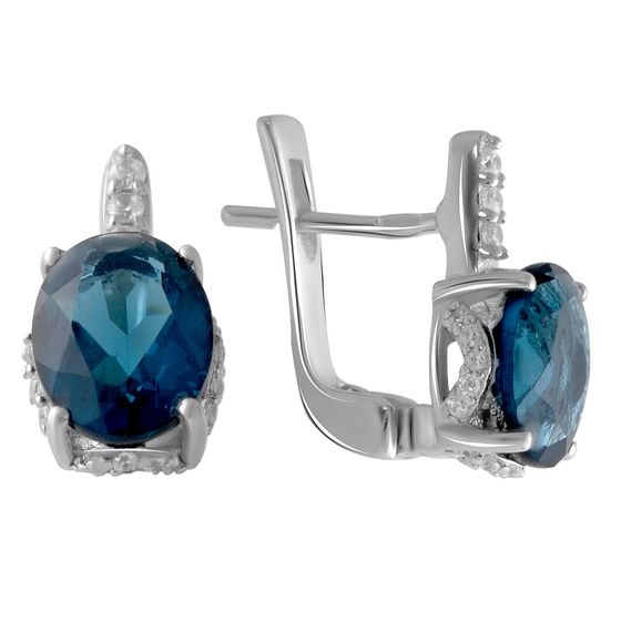 Серебряные серьги с топазом Лондон Блю