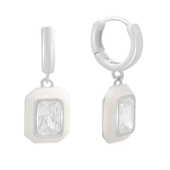 Серебряные серьги с фианитами, емаллю