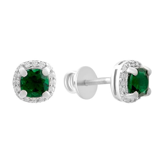 Серебряные серьги с изумрудом nano 1.43ct