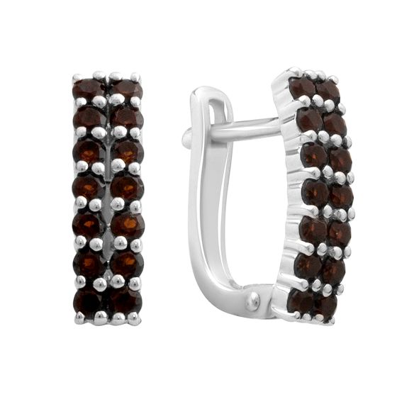 Серебряные серьги с гранатом