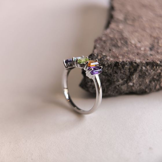 Серебряное кольцо с аметистом 1.55ct, цитрином, хризолітом, топазом