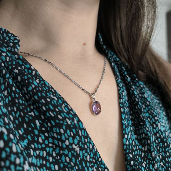 Серебряная подвеска с аметистом 3.9ct
