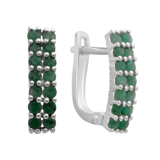 Серебряные серьги с изумрудом