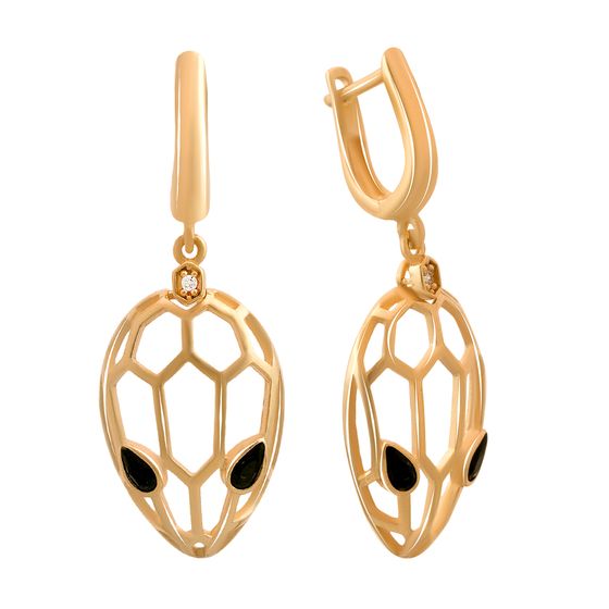 Золотые серьги с фианитами 0.12ct