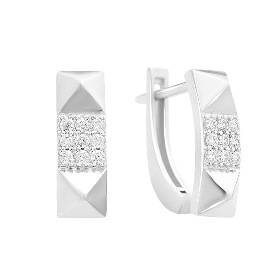 Золотые серьги с фианитами 0.18ct