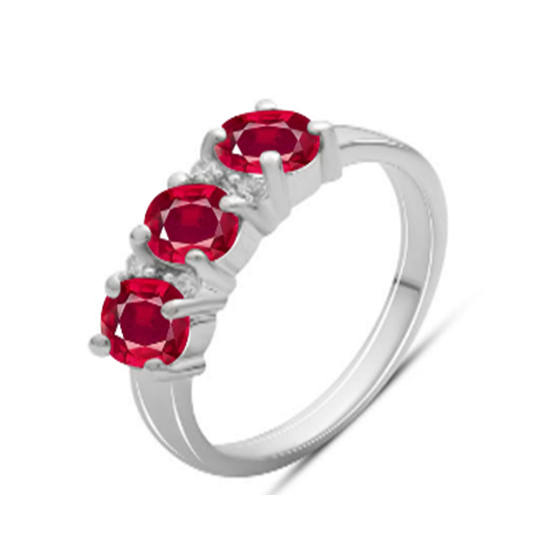 Серебряное кольцо с рубином 2.321ct, фианитами