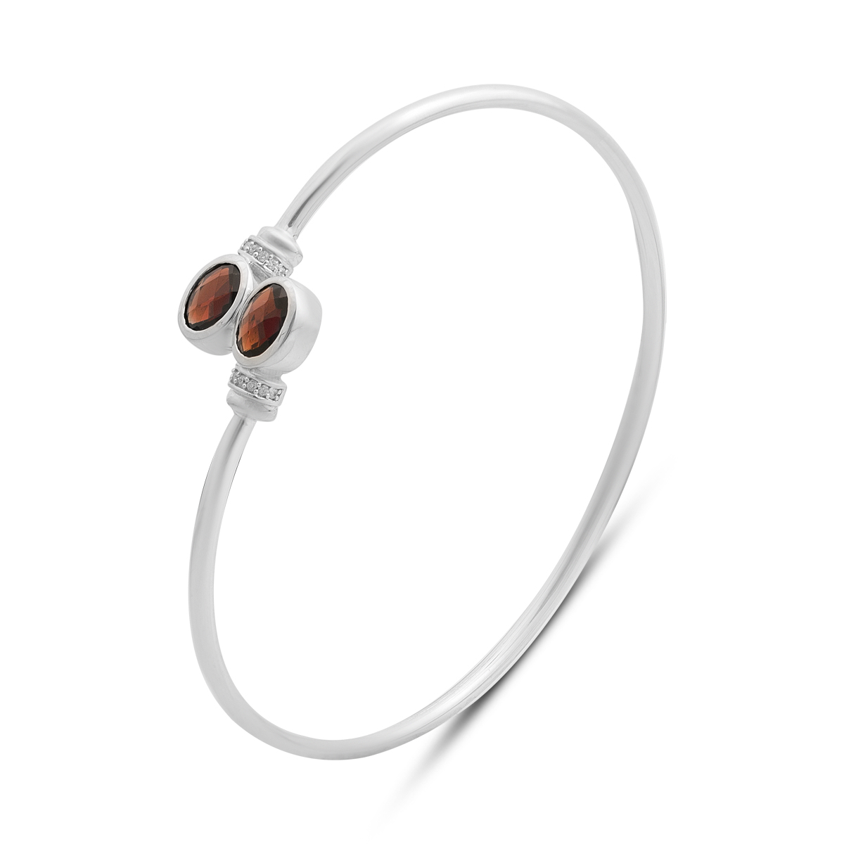 Серебряный браслет с гранатом 2.862ct, фианитами