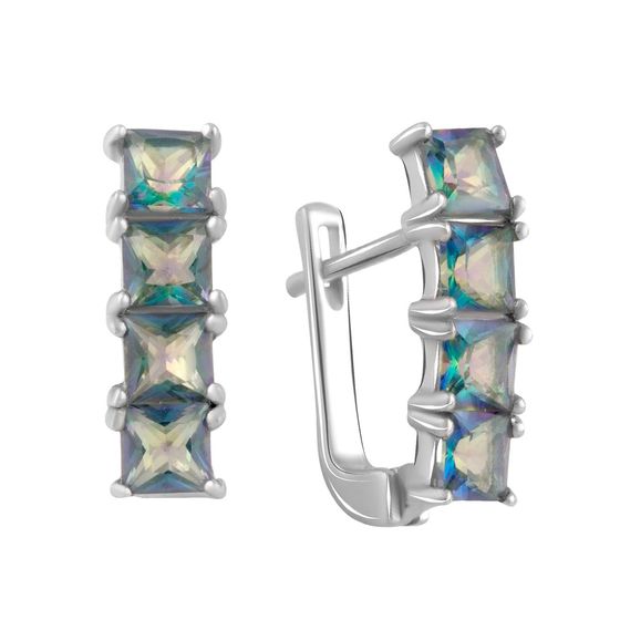 Серебряные серьги с мистик топазом 1.875ct