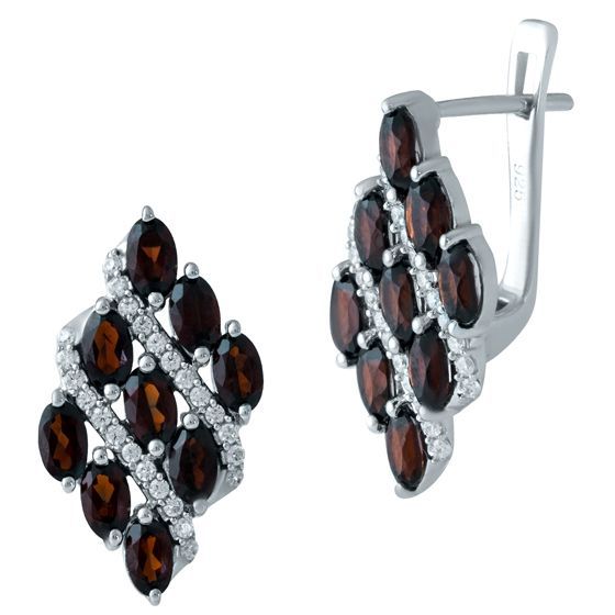 Серебряные серьги с гранатом 6.309ct