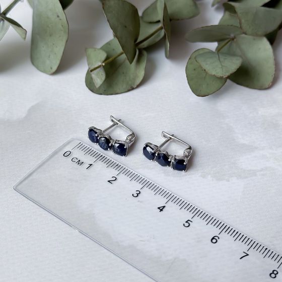 Серебряные серьги с сапфиром 3.933ct