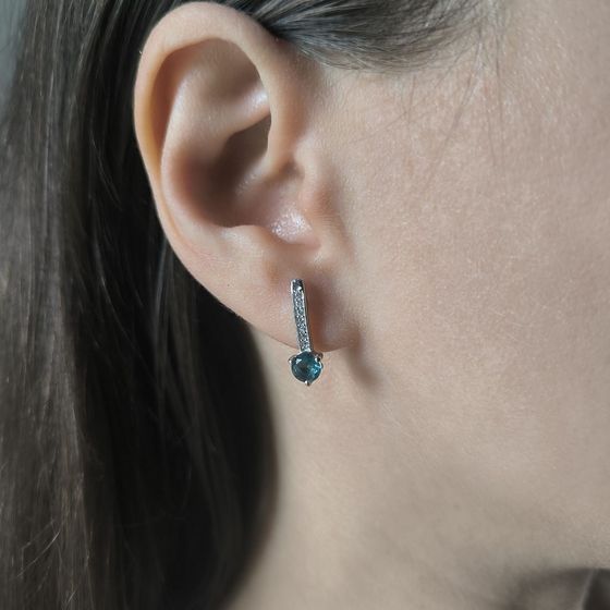 Серебряные серьги с топазом Лондон Блю 1.025ct