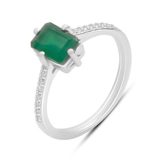 Серебряное кольцо с агатом 1.148ct, фианитами