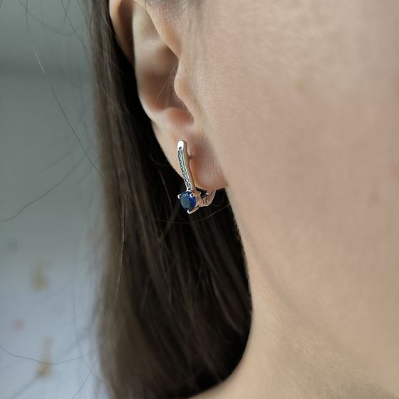 Серебряные серьги с сапфиром nano 2.917ct
