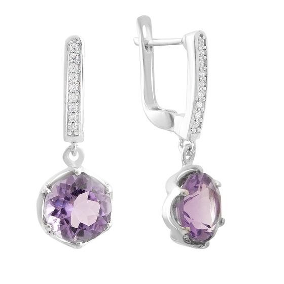 Серебряные серьги с аметистом 5.279ct