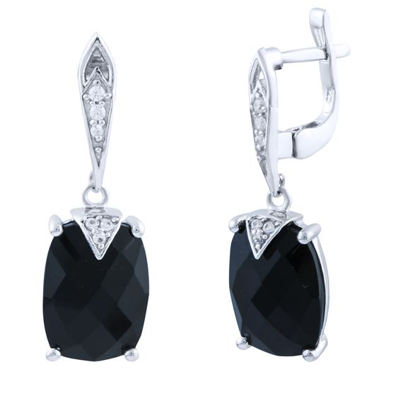 Серебряные серьги с ониксом