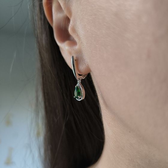 Серебряные серьги с изумрудом nano 1.202ct