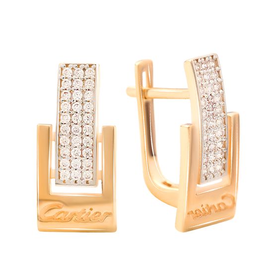 Золотые серьги с фианитами 0.6ct