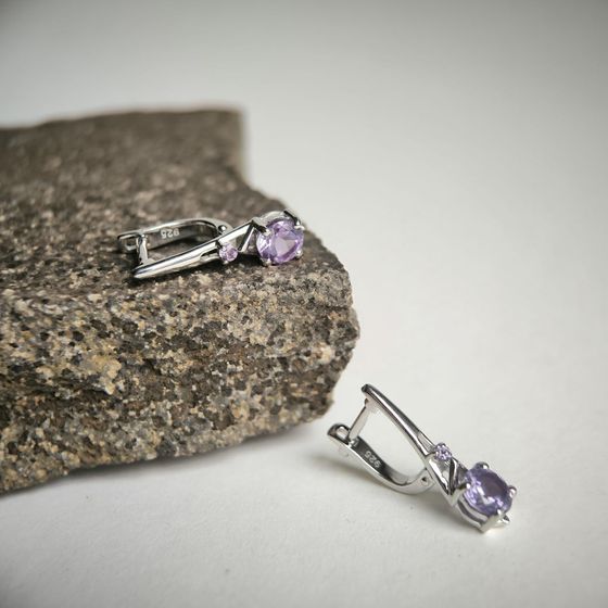 Серебряные серьги с александритом 2.478ct