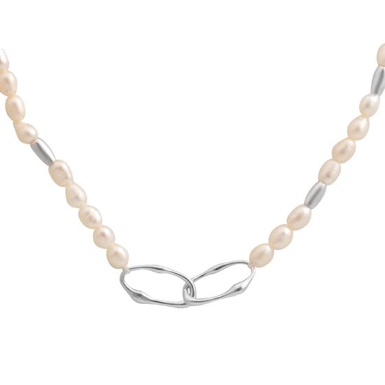 Серебряное колье с жемчугом барочным