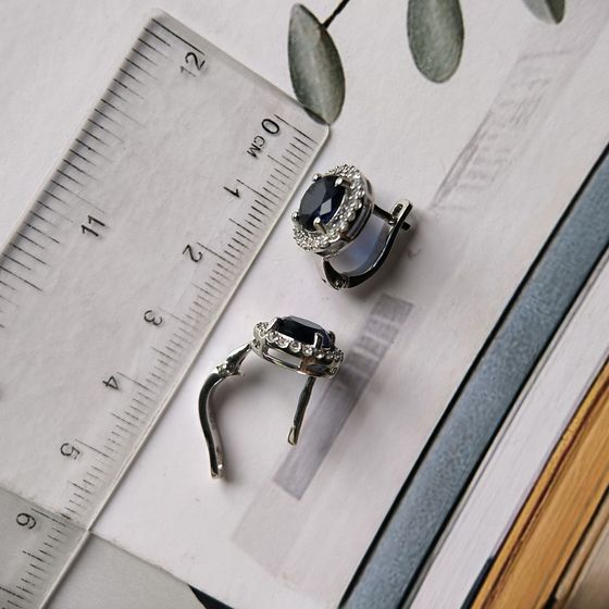Серебряные серьги с сапфиром nano 3.749ct