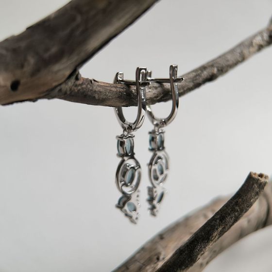 Серебряные серьги с топазом Лондон Блю 2.013ct