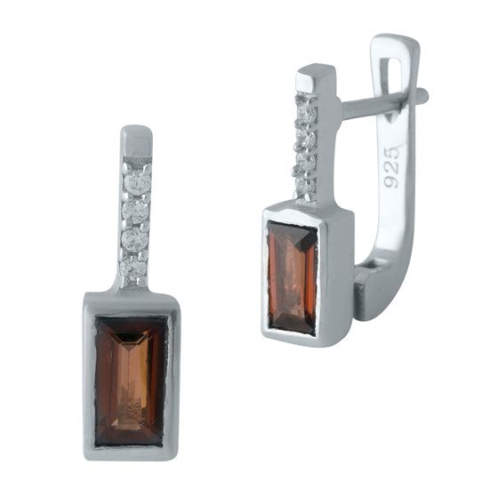 Серебряные серьги с гранатом 1.212ct