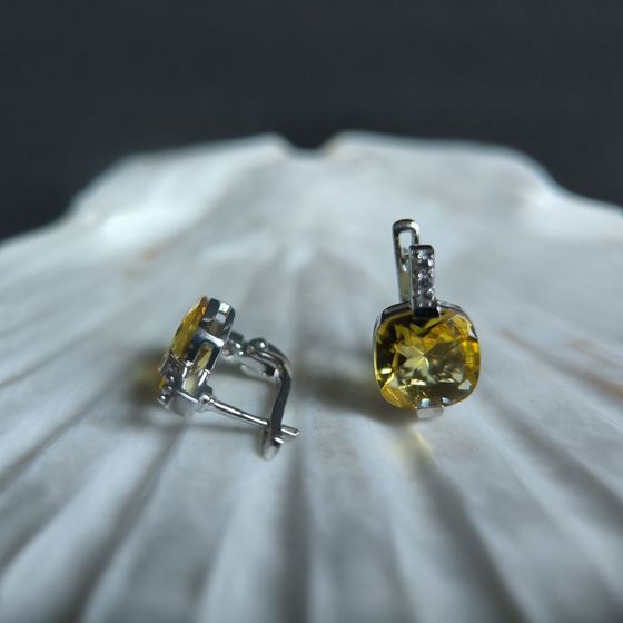Серебряные серьги с цитрином nano