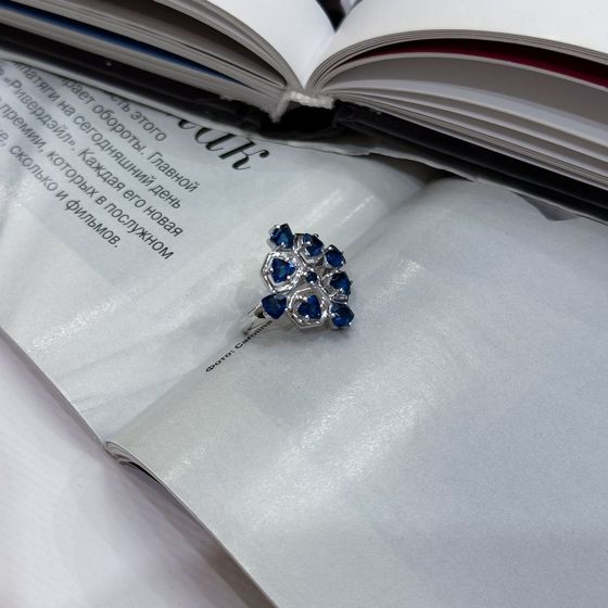 Серебряное кольцо с сапфиром nano 1.578ct