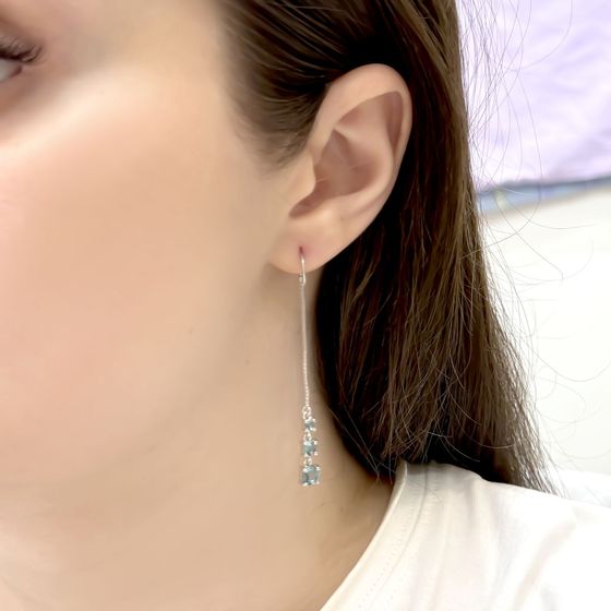 Серебряные серьги с топазом Лондон Блю 1.333ct
