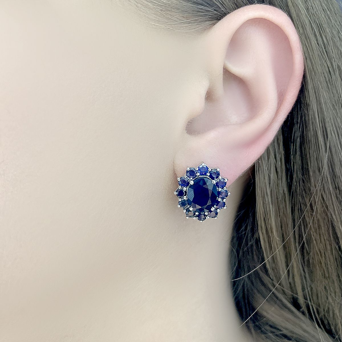 Серебряные серьги с сапфиром 11.277ct