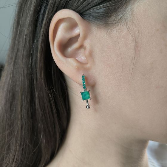 Серебряные серьги с агатом 2.335ct