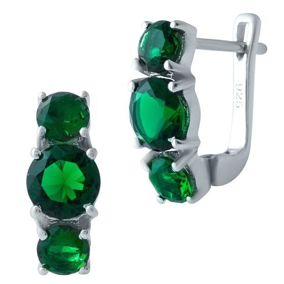 Серебряные серьги с изумрудом nano 3.2ct