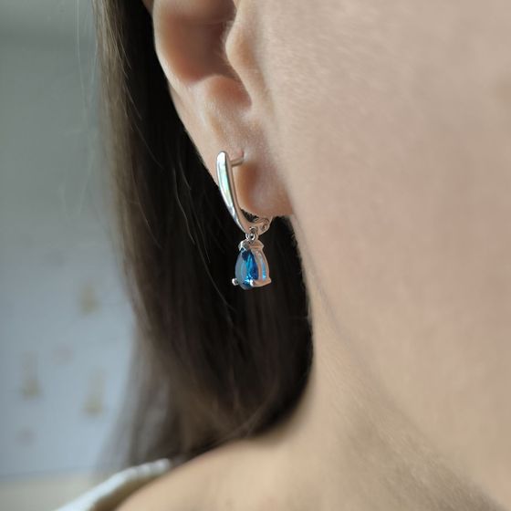 Серебряные серьги с сапфиром nano 1.033ct