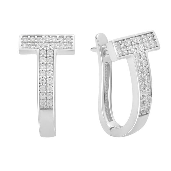 Серебряные серьги с фианитами 0.6ct