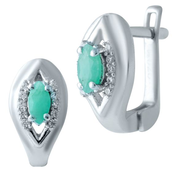 Серебряные серьги с изумрудом