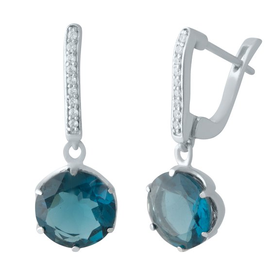 Серебряные серьги с топазом Лондон Блю 4.597ct