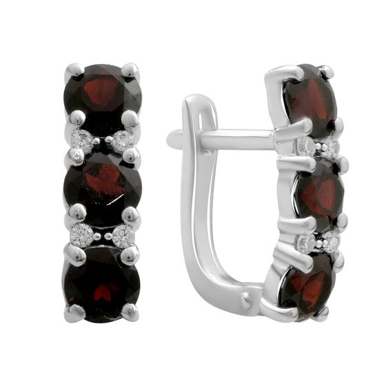 Серебряные серьги с гранатом 3.74ct