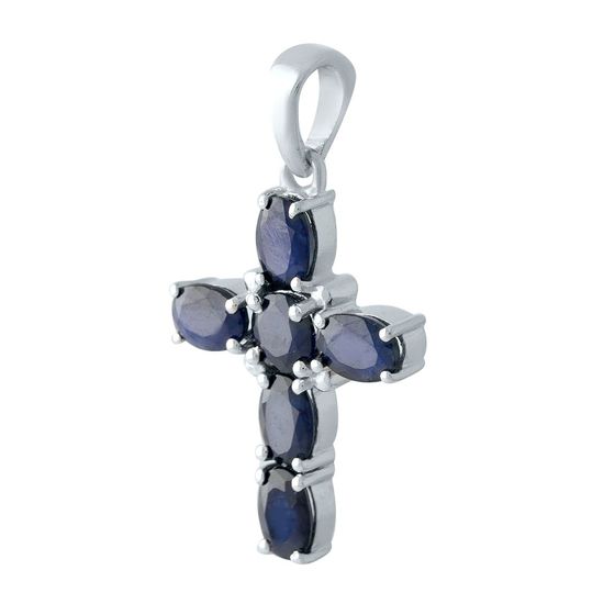 Серебряный крестик с сапфиром 3.593ct