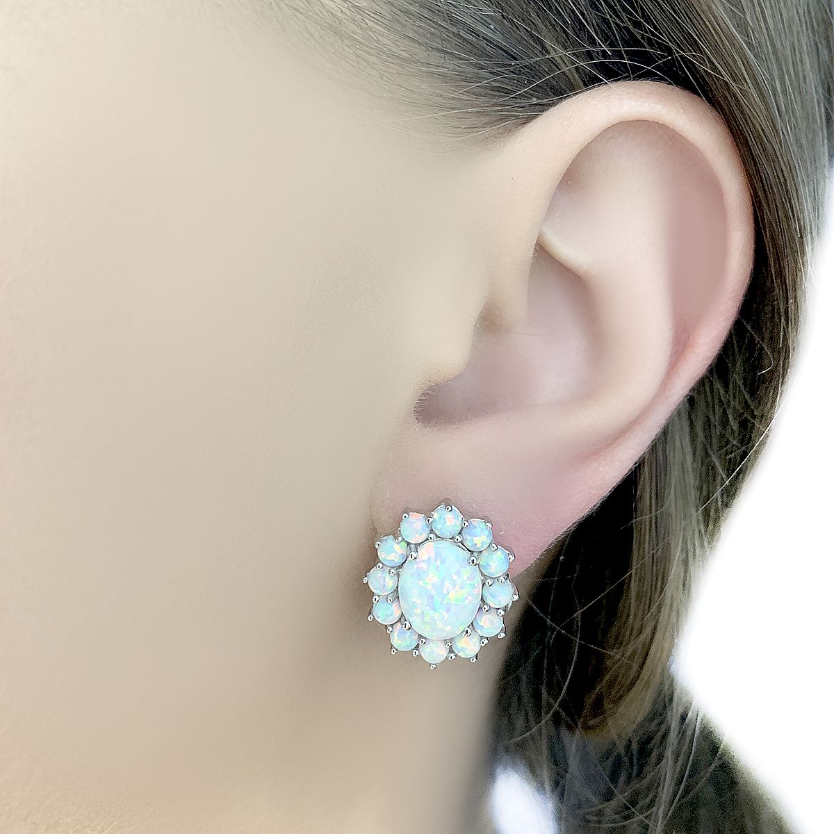 Серебряные серьги с опалом 2.933ct