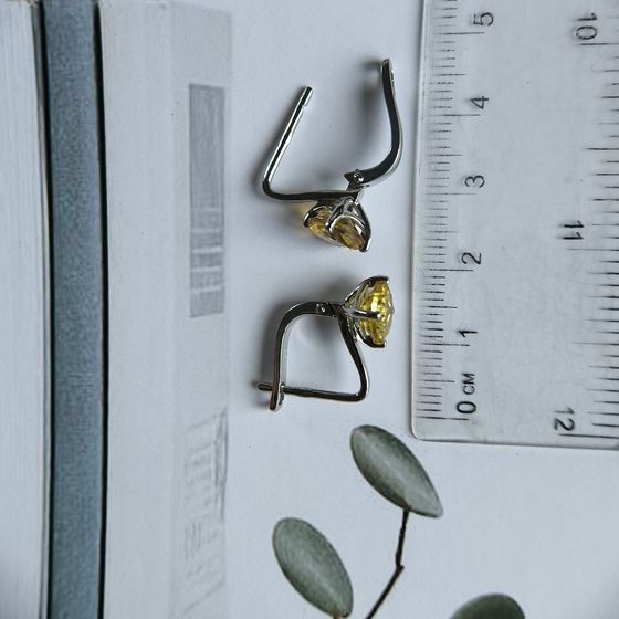 Серебряные серьги с цитрином nano