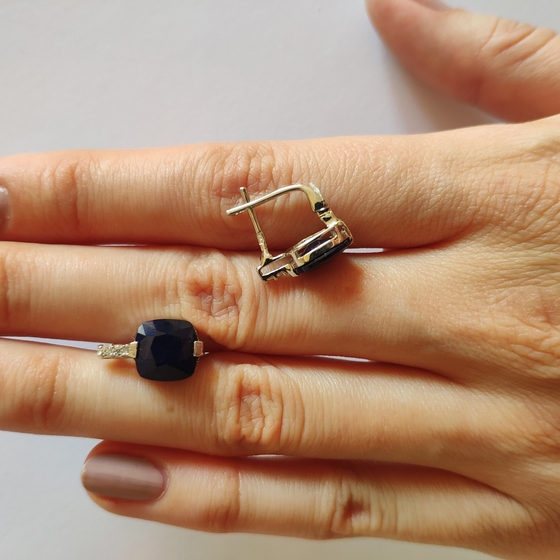 Серебряные серьги с сапфиром 7.233ct
