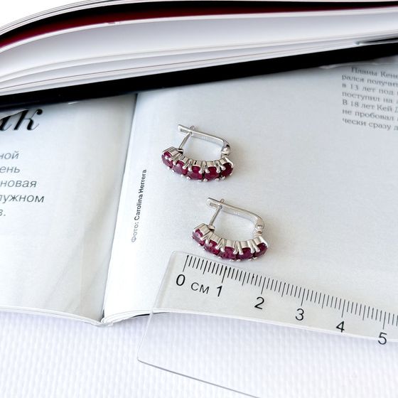 Серебряные серьги с рубином 4.05ct