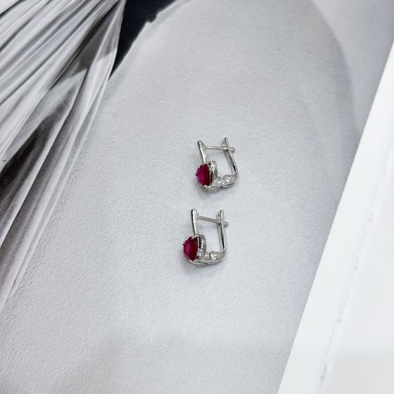 Серебряные серьги с рубином 2.118ct