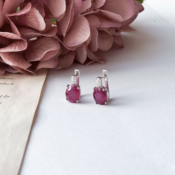Серебряные серьги с рубином 8.17ct