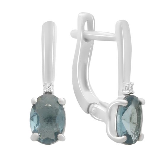 Серебряные серьги с топазом Лондон Блю 1.122ct