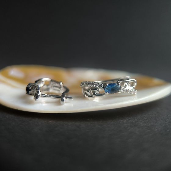 Серебряные серьги с сапфиром nano 0.638ct