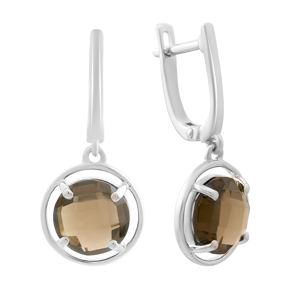 Серебряные серьги с раухтопазом (дымчатым кварцем) 6.525ct