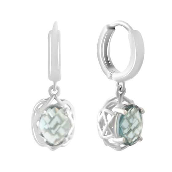 Серебряные серьги с топазом Лондон Блю 1.858ct